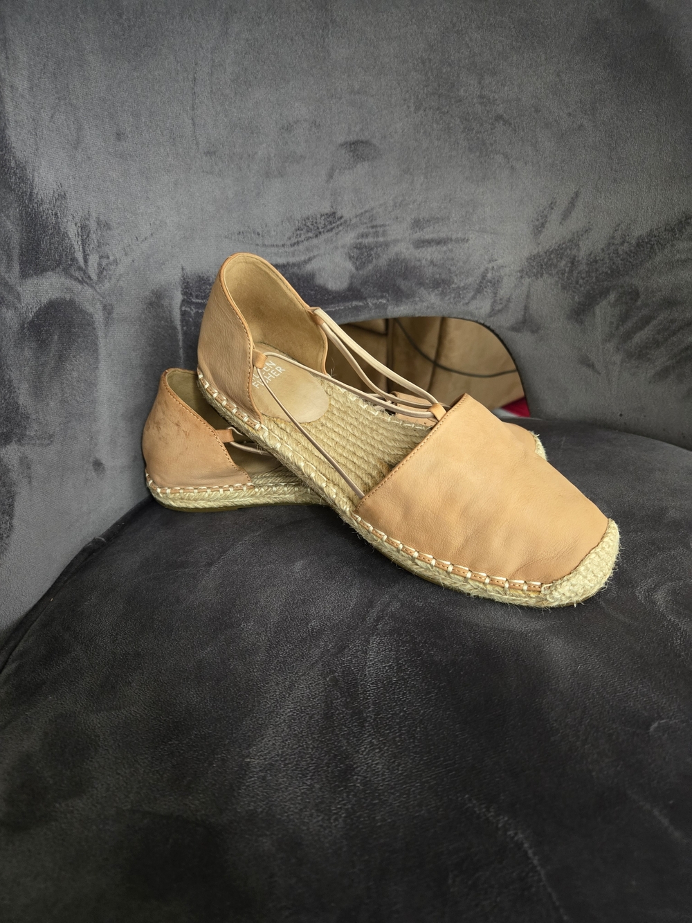 Eileen Fisher Tan Leather Espadrille Slingback Flats